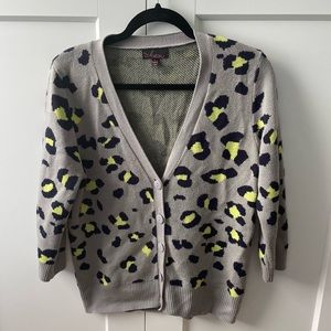 Neon leopard 3/4 sleeve cardigan